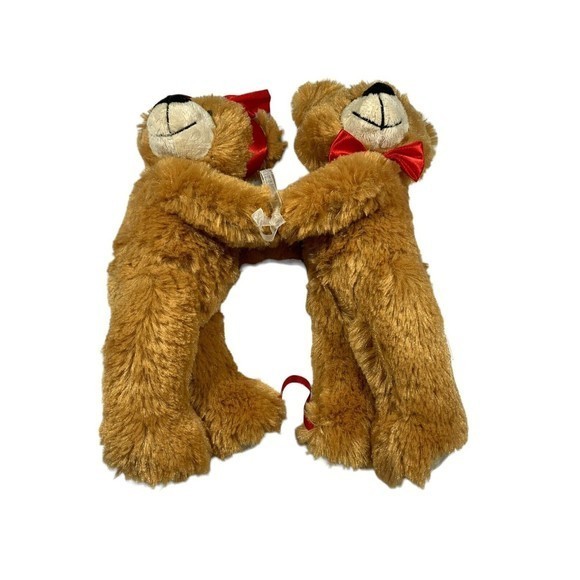 Progressive Plush Bear Couple In Love Red Ribbon Valentine‎ Connected Twiins - Picture 3 of 7